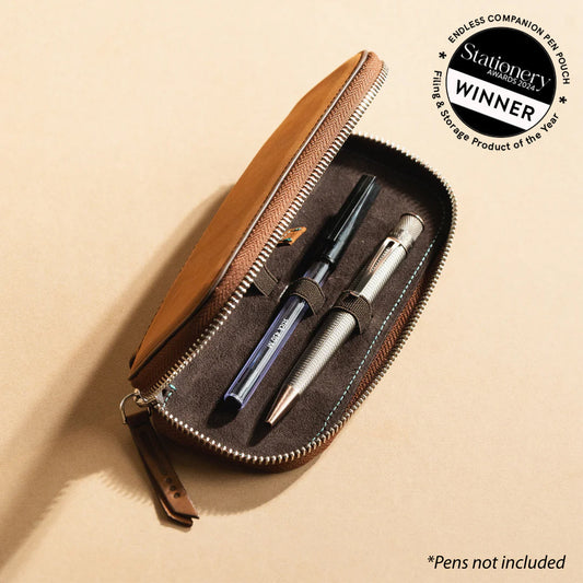 Endless Companion Leather Adjustable Pen Pouch - 2 Pens - Brown