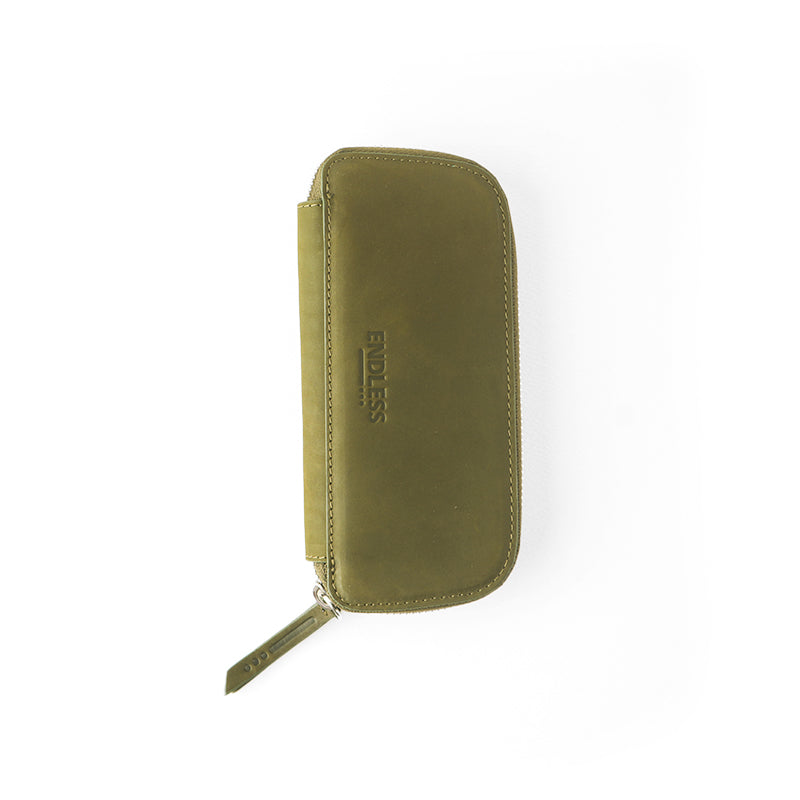 Endless Companion Leather Adjustable Pen Pouch - 3 Pens - Green