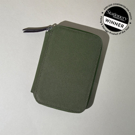 Endless Labs.10 - Companion Leather Adjustable Pen Pouch Canvas - 5 Pens - Jungle Green