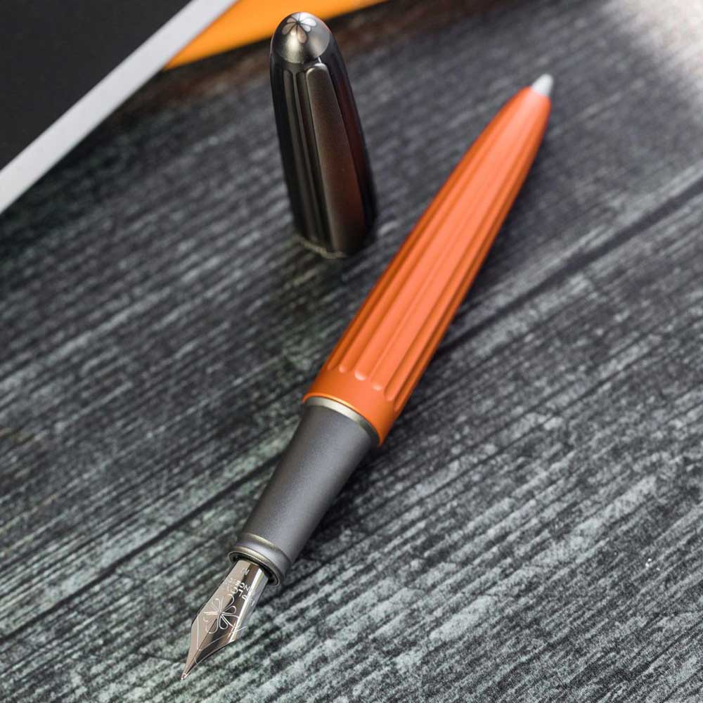 Diplomat Aero Black Orange Fountain Pen is shaped like the airship named Zeppelin of the 1900's