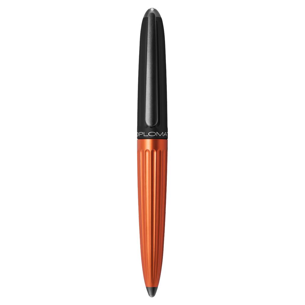 Diplomat Aero Black Orange 14K Gold Fountain Pen is shaped like the airship named Zeppelin of the 1900's