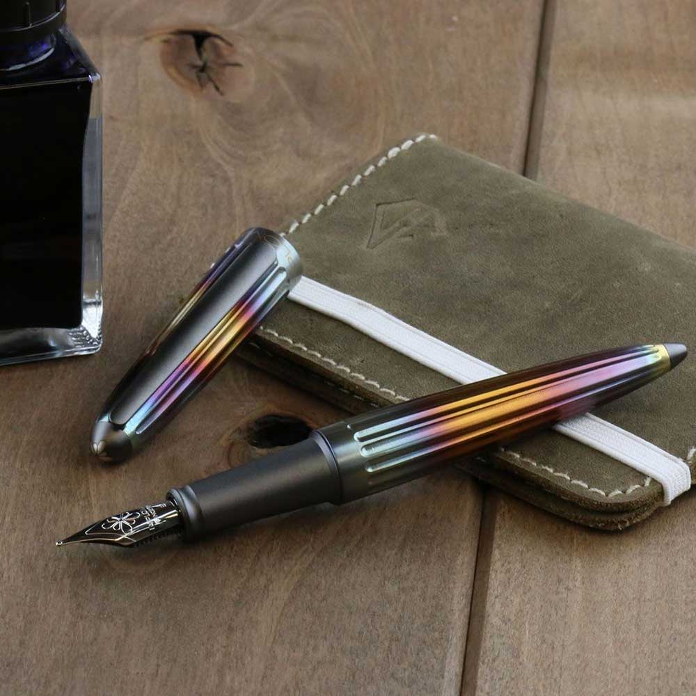 Diplomat Aero Flame Fountain Pen is shaped like the airship named Zeppelin of the 1900's designed with flame