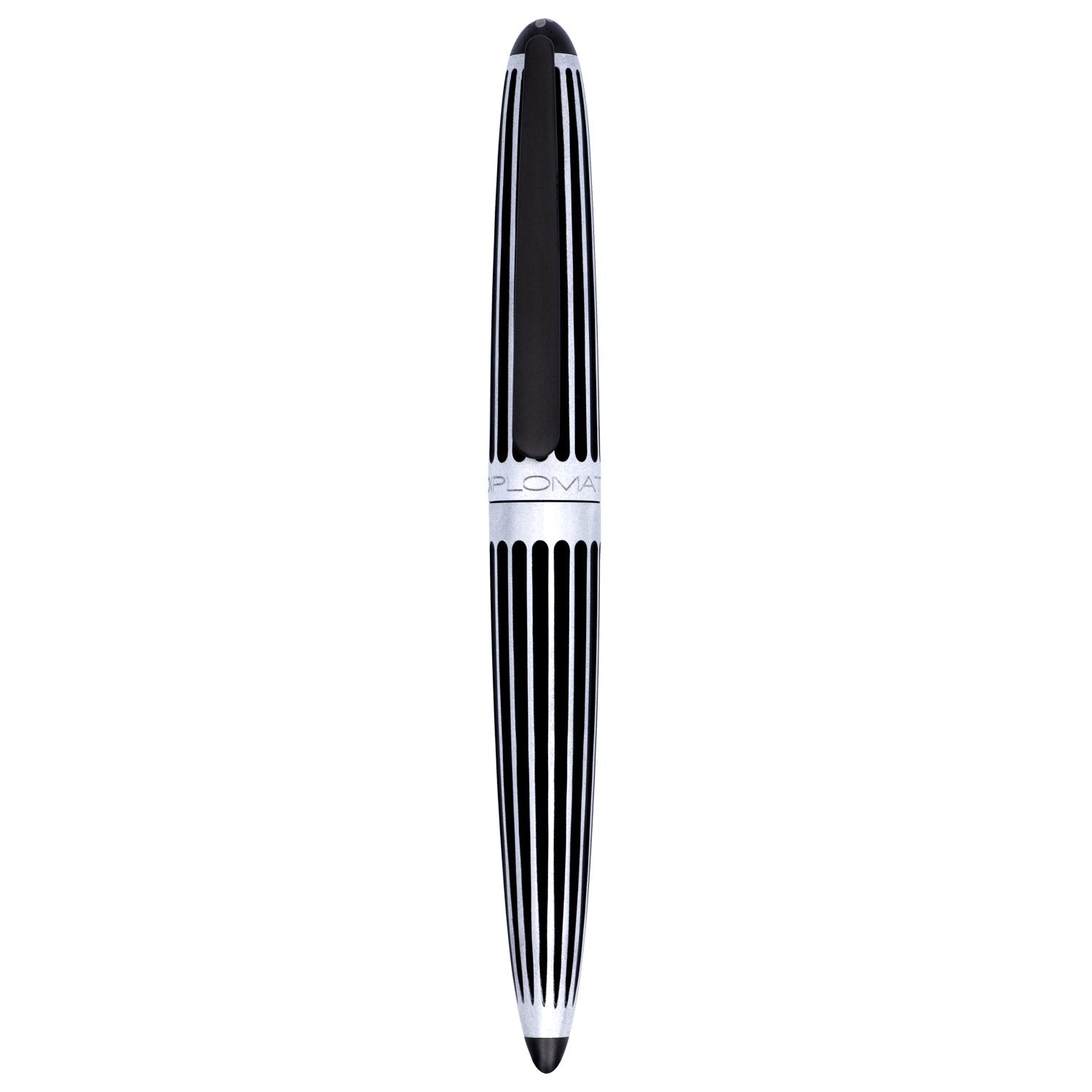 Diplomat Aero Stripes Black 14K Gold Fountain Pen is shaped like the airship named Zeppelin of the 1900's