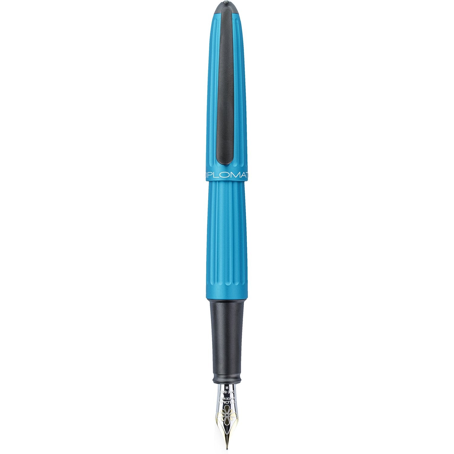 Diplomat Aero Turquoise 14K Gold Fountain Pen is shaped like the airship named Zeppelin of the 1900's