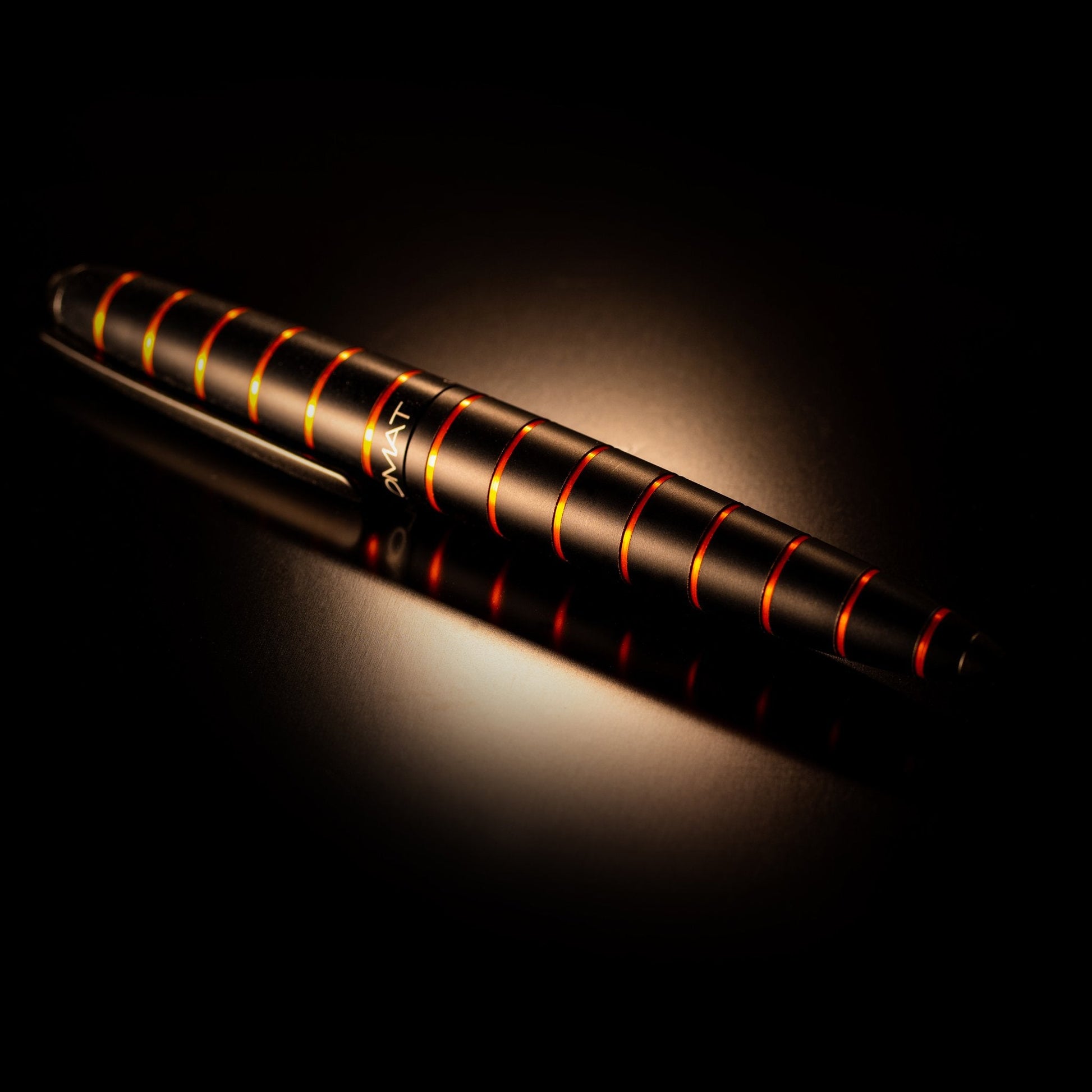 Diplomat Elox Black/Orange 14K Gold Fountain Pen is shaped like the airship named Zeppelin of the 1900's