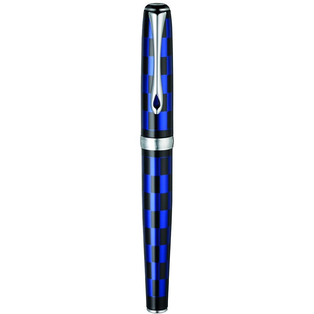 Diplomat Excellence A Plus Rome Black Blue Fountain Pen with geometric pattern