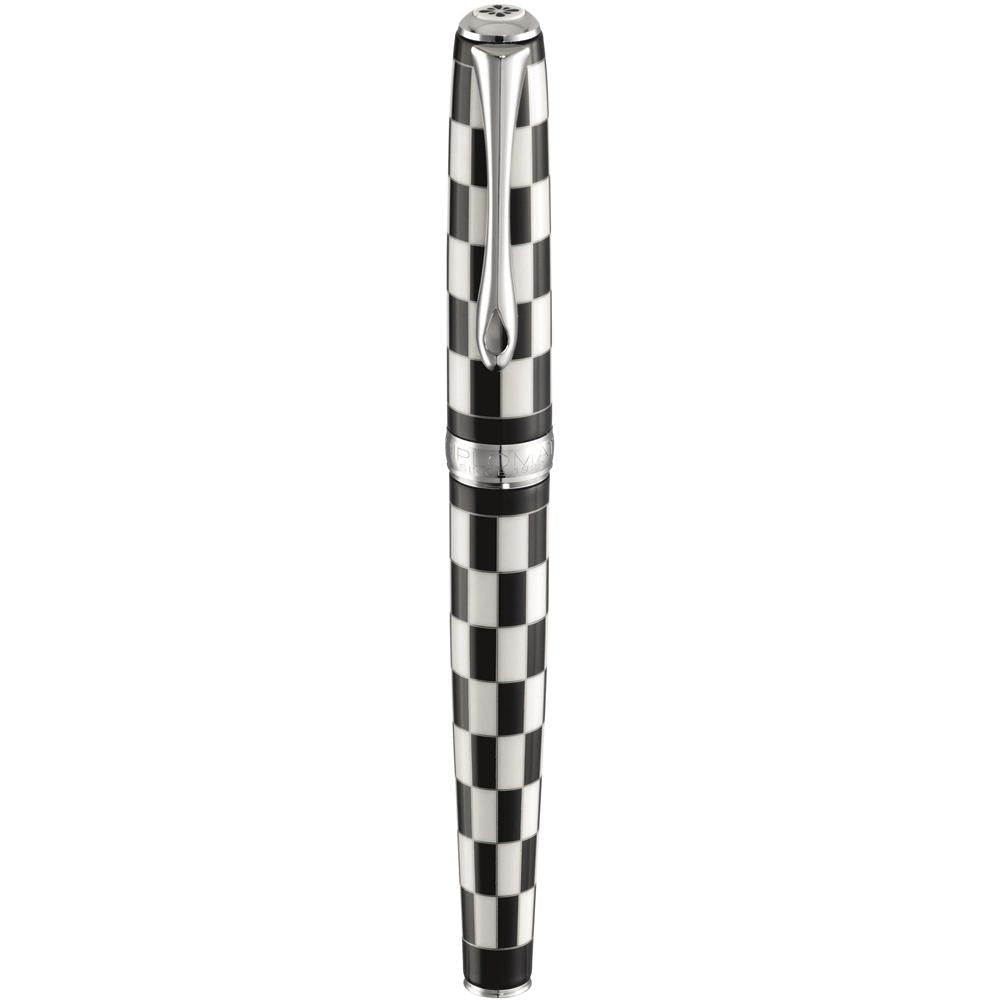 Diplomat Excellence A Plus Rome Black White Fountain Pen with geometric pattern