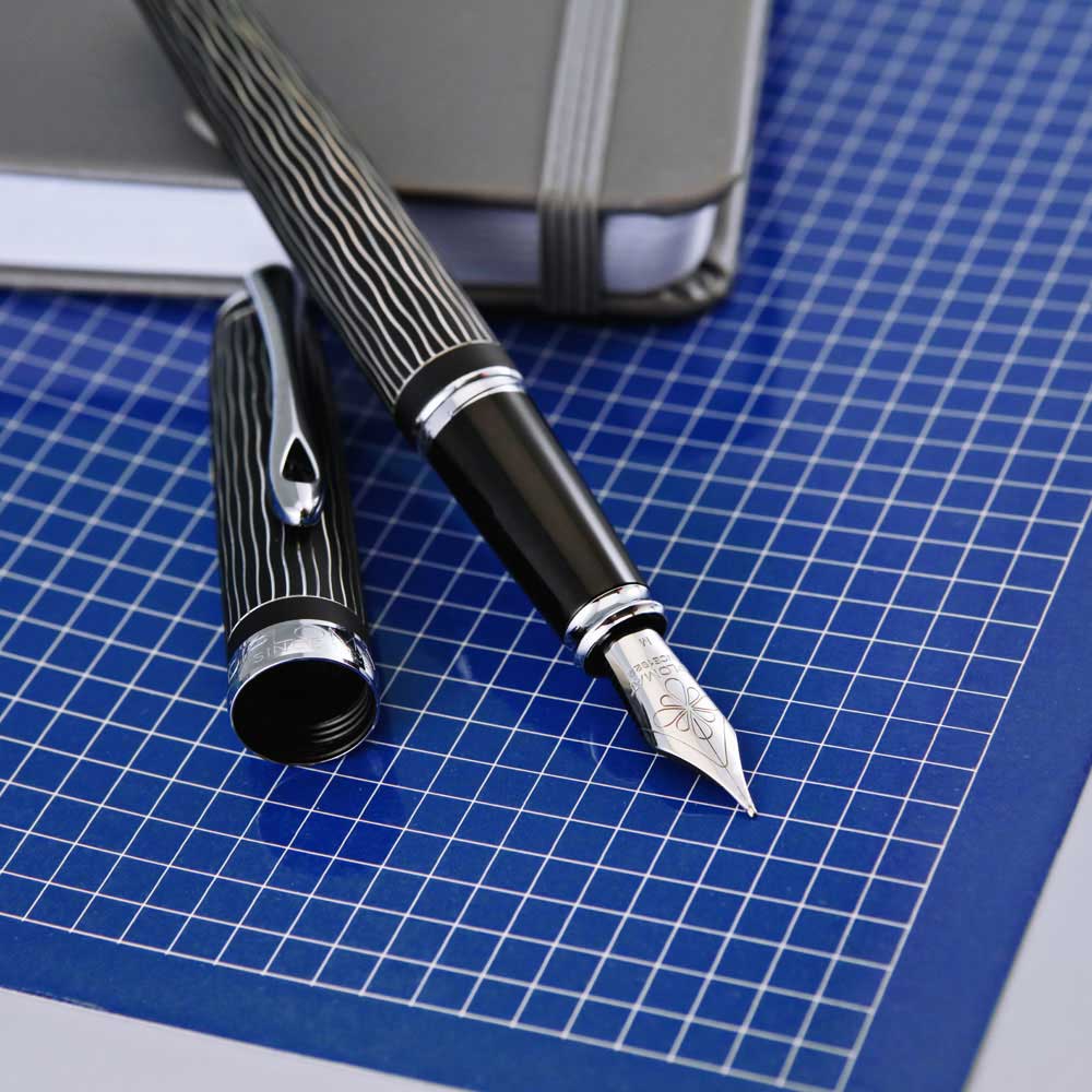 Diplomat Excellence A Plus Wave Guilloche Lapis Black Fountain Pen