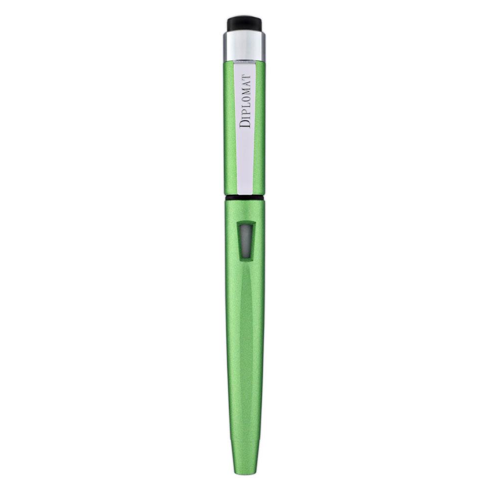 Diplomat Magnum Lime Green Fountain Penmade in resin with stainless steel nib and a ink window