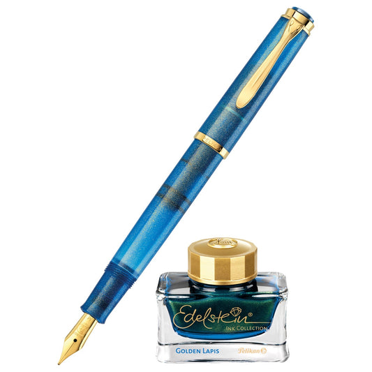 Pelikan Classic M200 SE Golden Lapis Fountain Pen Set (Special Edition)